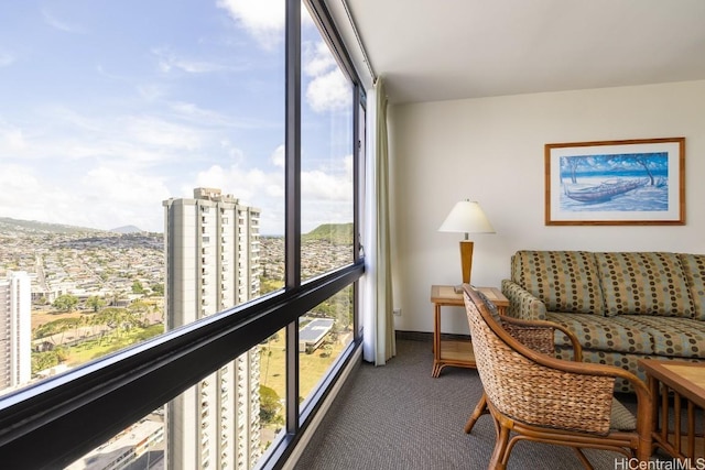 sunroom with a view of city