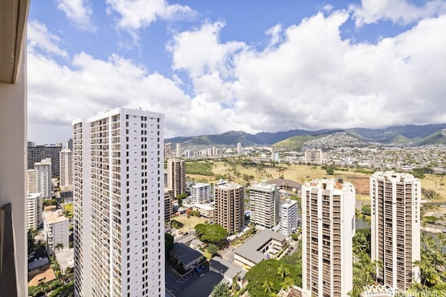 exterior space featuring a mountain view