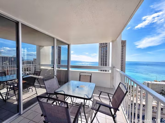 balcony with a water view