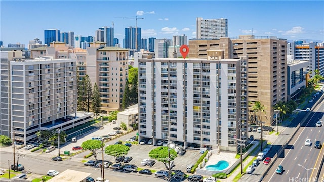 aerial view featuring a city view