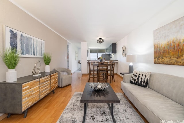 living area with light wood-style flooring