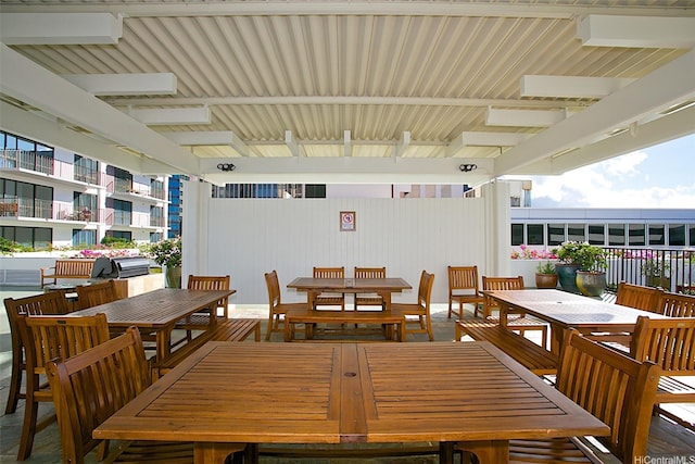 700 Richards St Unit 2403, Honolulu, HI 96813 - dining space featuring beam ceiling