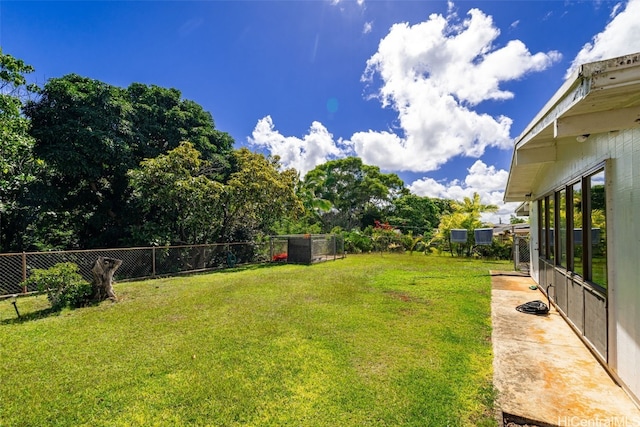 view of yard featuring a fenced backyard