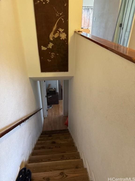 staircase featuring wood finished floors