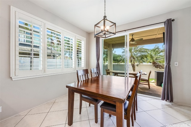 dining area with light tile patterned floors