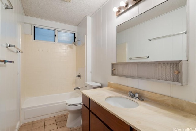 94-1377 Hiaai Pl, Waipahu, HI 96797 - full bath featuring toilet, tile patterned floors, a textured ceiling, vanity, and shower / washtub combination