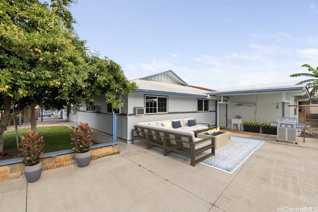 94-1377 Hiaai Pl, Waipahu, HI 96797 - exterior space with an outdoor living space with a fire pit and grilling area