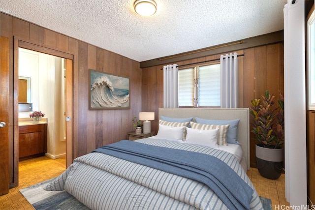 94-1377 Hiaai Pl, Waipahu, HI 96797 - bedroom featuring wooden walls and a textured ceiling