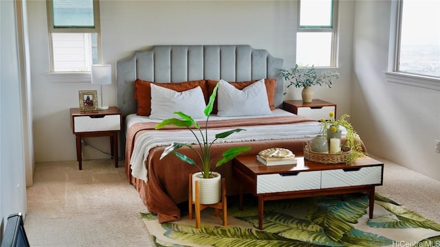 bedroom with carpet and multiple windows