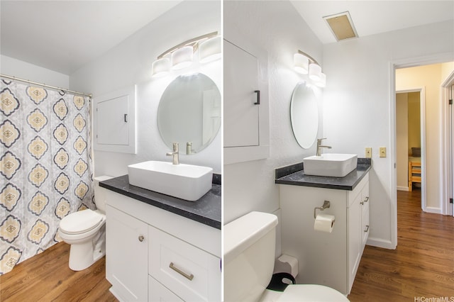 84-754 Ala Mahiku St Unit 31C, Waianae, HI 96792 - full bath with toilet, curtained shower, wood finished floors, and vanity