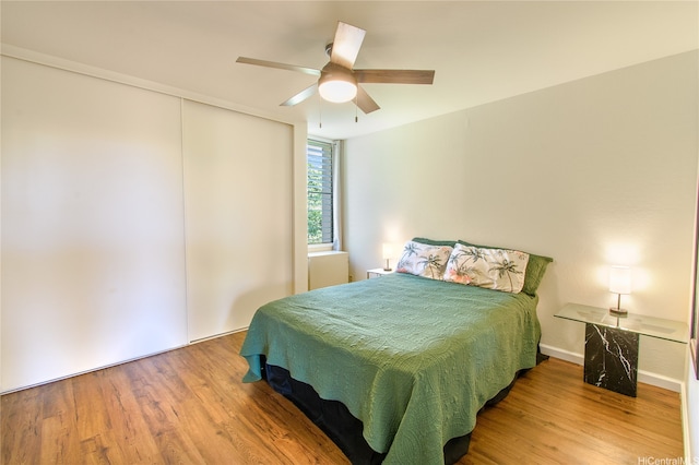 84-754 Ala Mahiku St Unit 31C, Waianae, HI 96792 - bedroom with a ceiling fan and wood finished floors