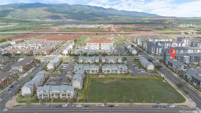 bird's eye view with a mountain view