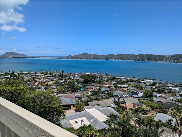 property view of water featuring a mountain view