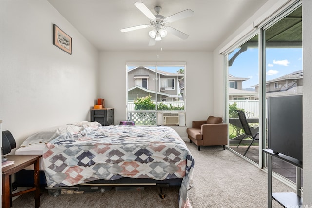 91-1058 Kekuilani Loop Unit 1804, Kapolei, HI 96707 - bedroom with cooling unit, access to outside, carpet, and ceiling fan