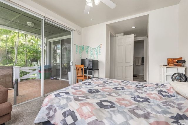 91-1058 Kekuilani Loop Unit 1804, Kapolei, HI 96707 - carpeted bedroom with ceiling fan and access to outside