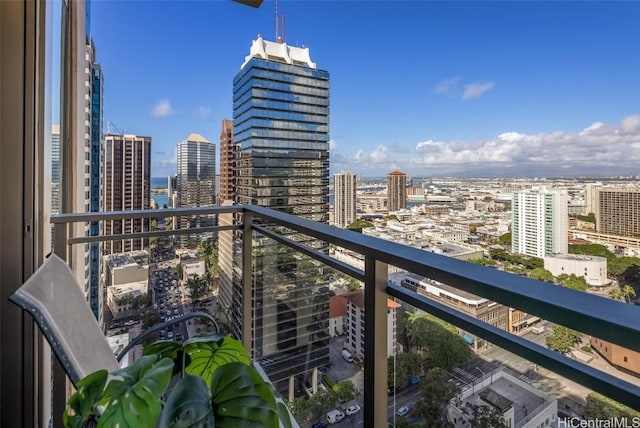 balcony with a city view