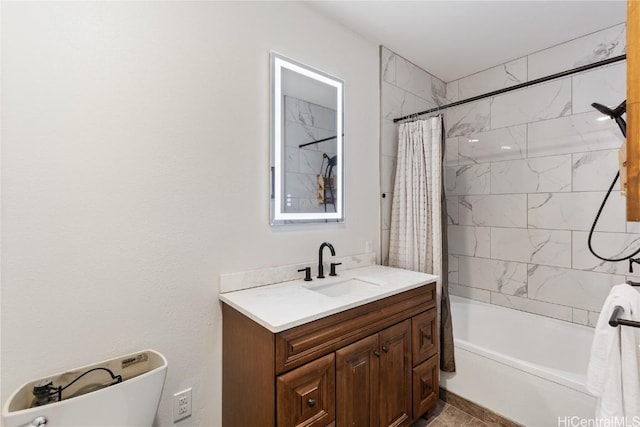 full bathroom featuring vanity and shower / bath combo