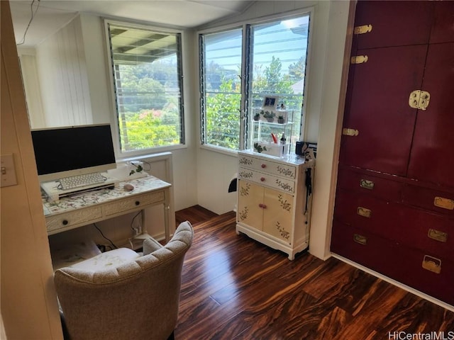 office area featuring dark wood finished floors