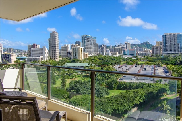 balcony with a city view