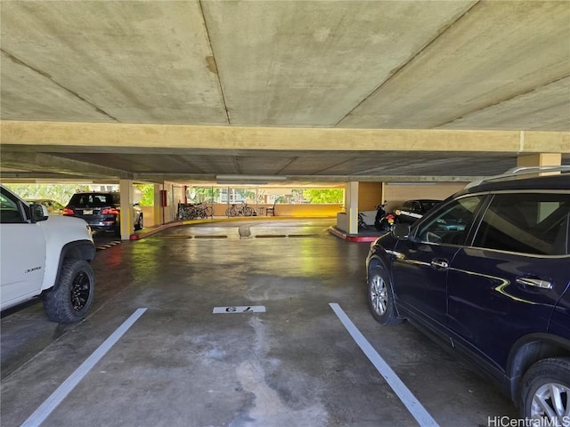 view of parking garage