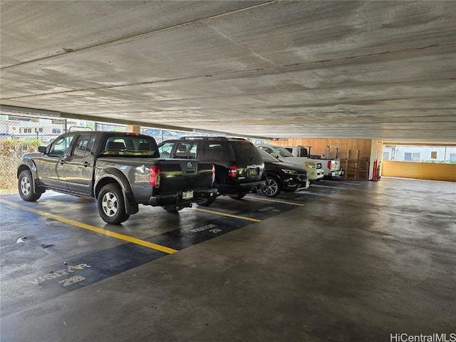 view of parking garage