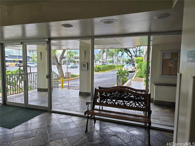 entryway featuring a wealth of natural light and stone tile flooring