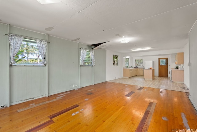 unfurnished room featuring a wealth of natural light and light wood-style flooring