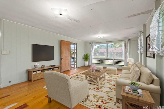 living room featuring light wood-style flooring