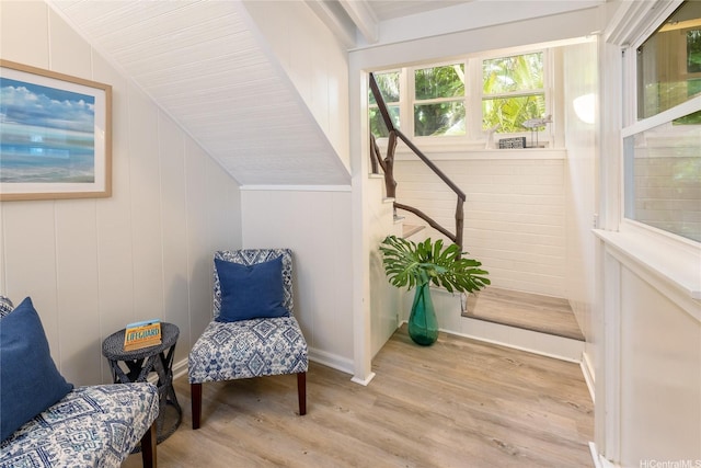 sitting room featuring light wood-style floors