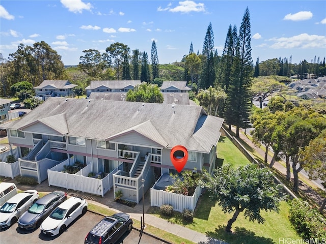 drone / aerial view with a residential view