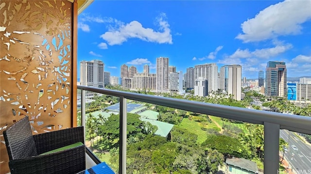 balcony with a view of city