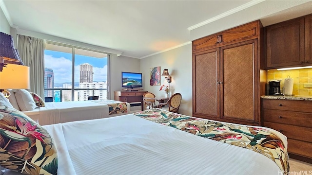 bedroom featuring crown molding