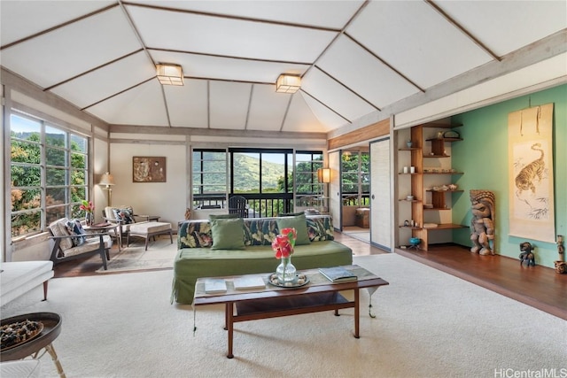 interior space with lofted ceiling and a wealth of natural light