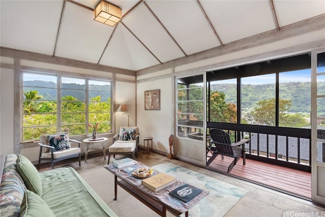 sunroom / solarium with lofted ceiling