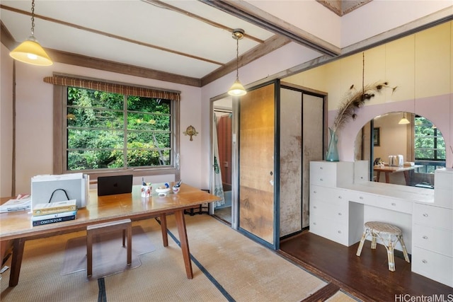 home office featuring wood finished floors