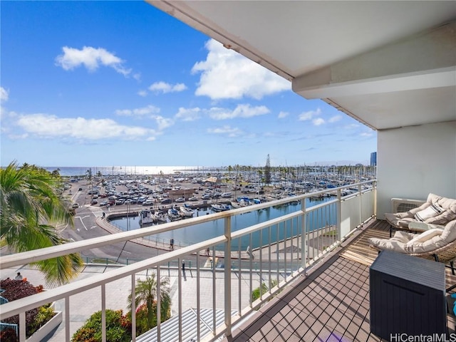 balcony with a water view