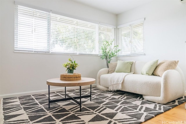 sitting room featuring baseboards and wood finished floors