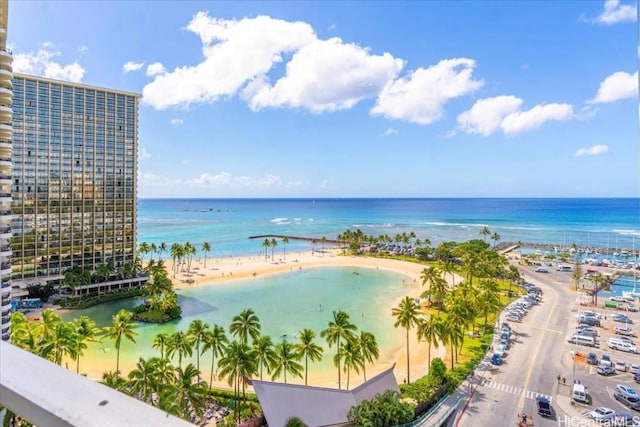 property view of water with a beach view