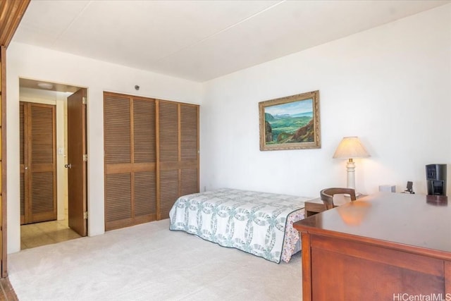 carpeted bedroom featuring a closet