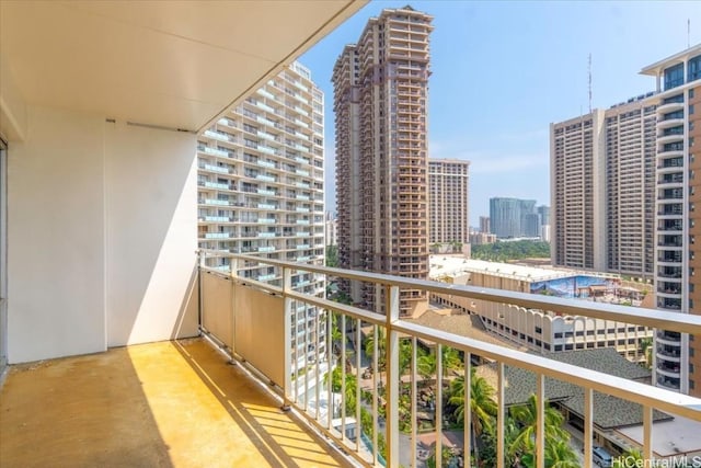 balcony featuring a view of city