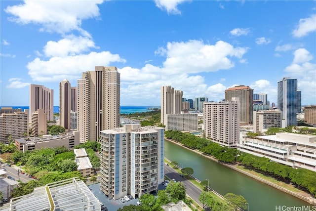 city view with a water view