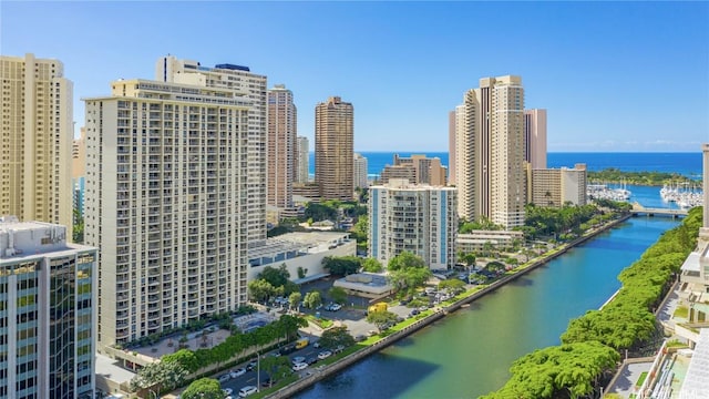 view of city featuring a water view