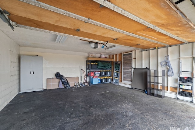 garage with a garage door opener