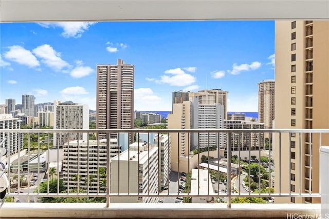 balcony with a view of city