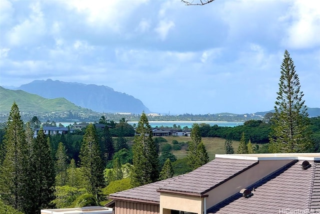 property view of mountains featuring a water view