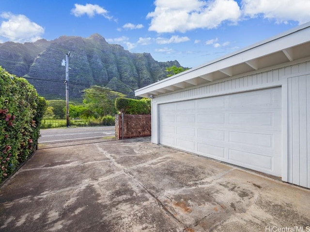 garage with a mountain view