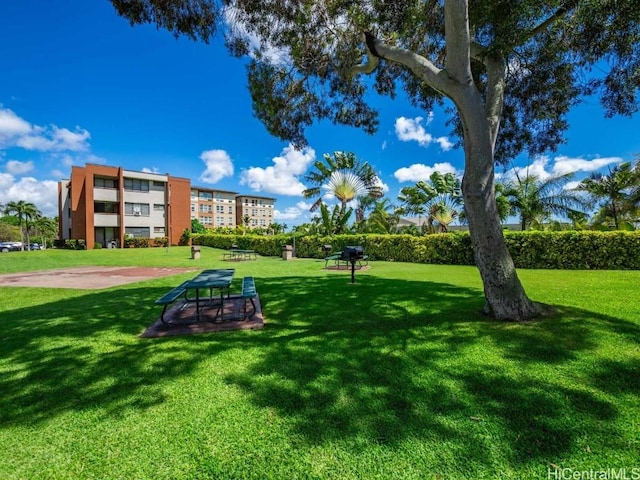 view of home's community with a lawn