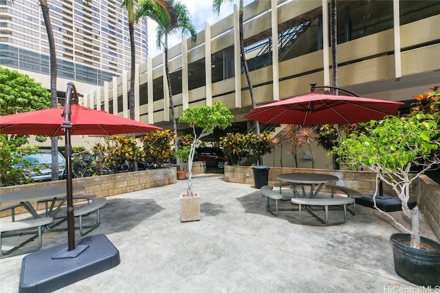 view of patio with outdoor dining area