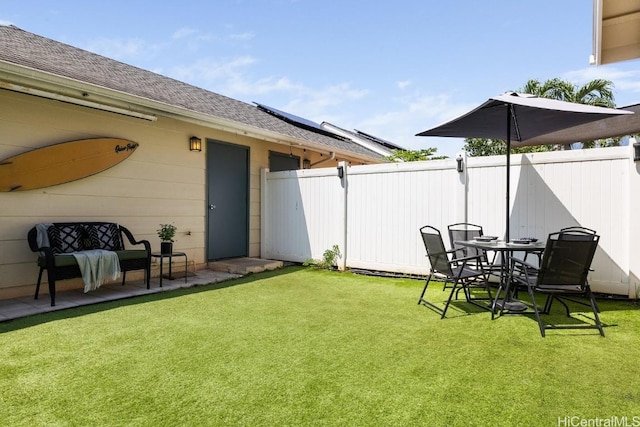 view of yard with a patio area and fence