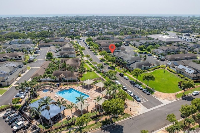 aerial view featuring a residential view